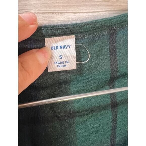 Old Navy Women V-neck Long Sleeve Plaid Top Green‎ Small - Picture 4 of 5